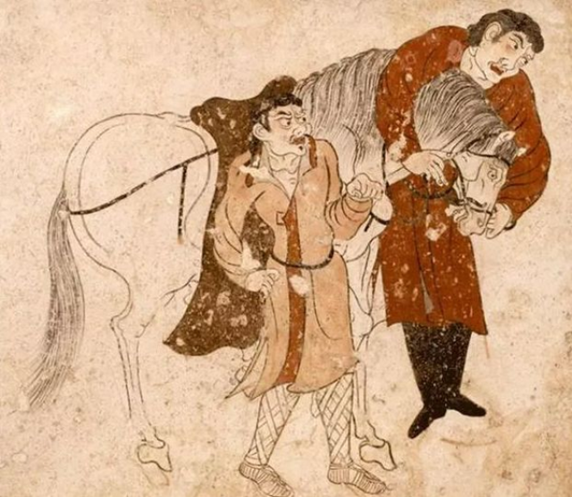 P61 陕西昭陵博物馆藏的唐代胡人备马图壁画    资料图片.png